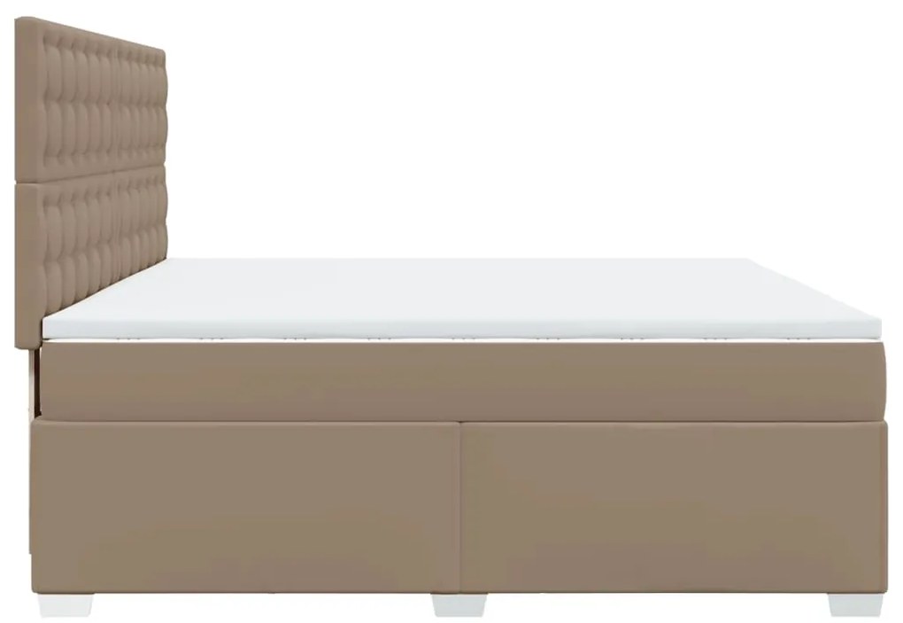 Cama com molas/colchão 200x200 cm couro artificial cappuccino