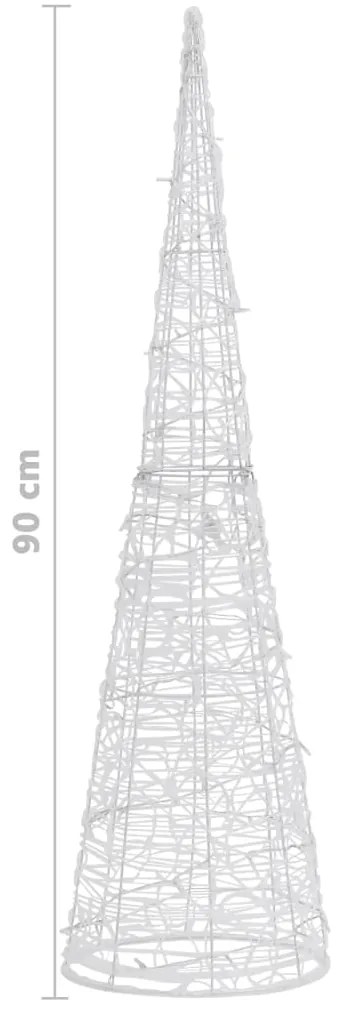 Pirâmide iluminação decorativa LEDs acrílico 90 cm branco frio