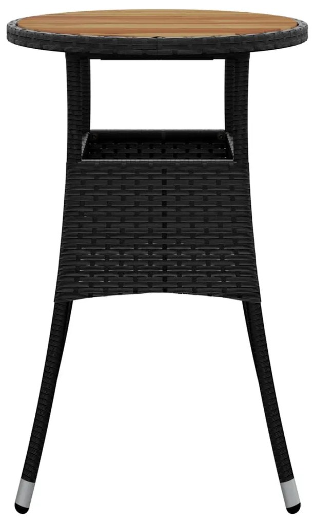 Mesa de jardim Ø60x75 cm madeira de acácia e vime PE preto