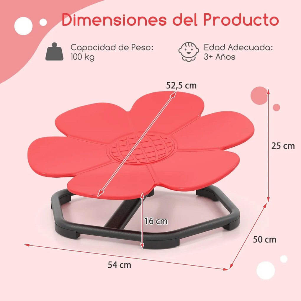 Cadeira giratória sensorial para crianças para autismo com base metálica antiderrapante Rotação 360° 54 x 50 x 25 cm Vermelha