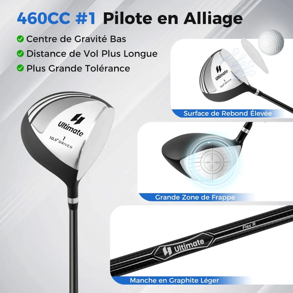 Conjunto completo de tacos de golfe para destros femininos com bolsa de transporte preta
