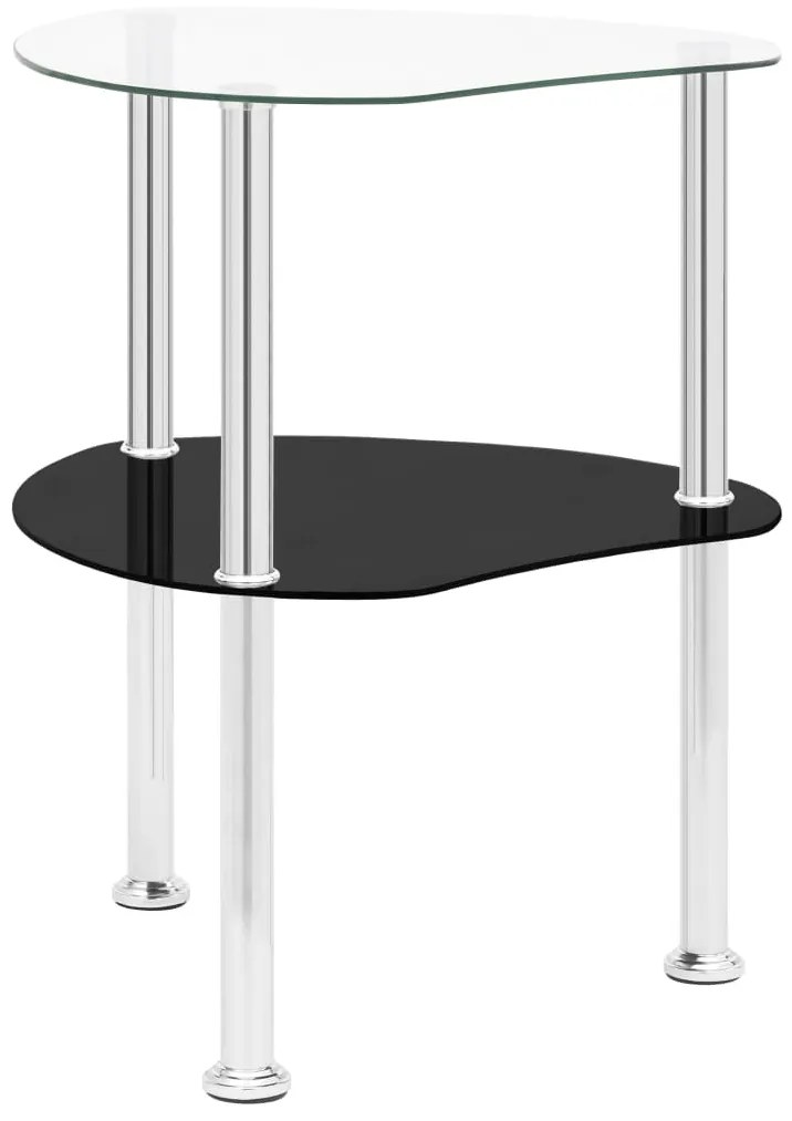 Mesa apoio 2 prateleiras 38x38x50cm vidro temp. transp./preto