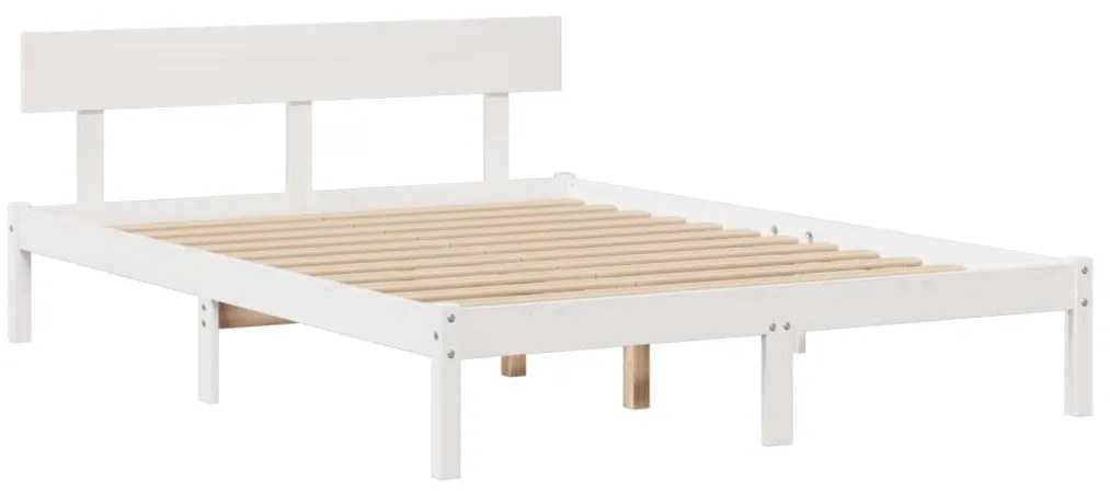 Cama com estante sem colchão 140x190 cm pinho maciço branco