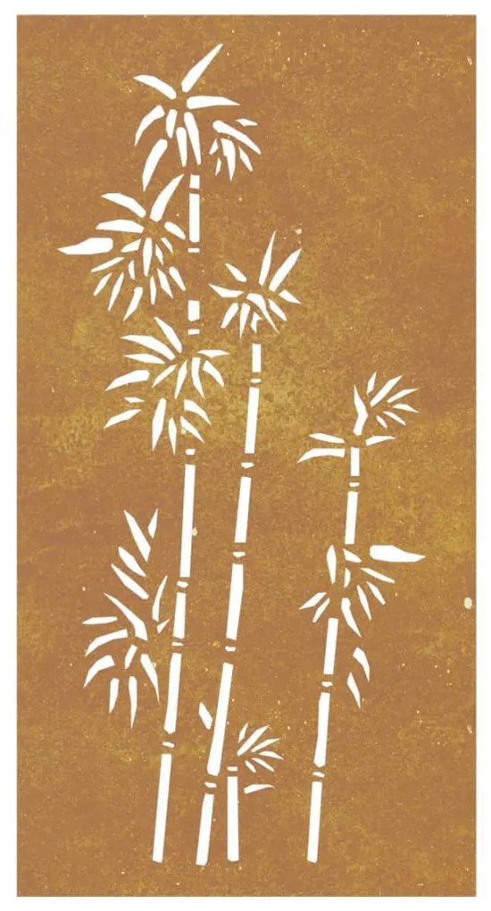 Decoração p/ muro de jardim 105x55 cm aço corten design bambu