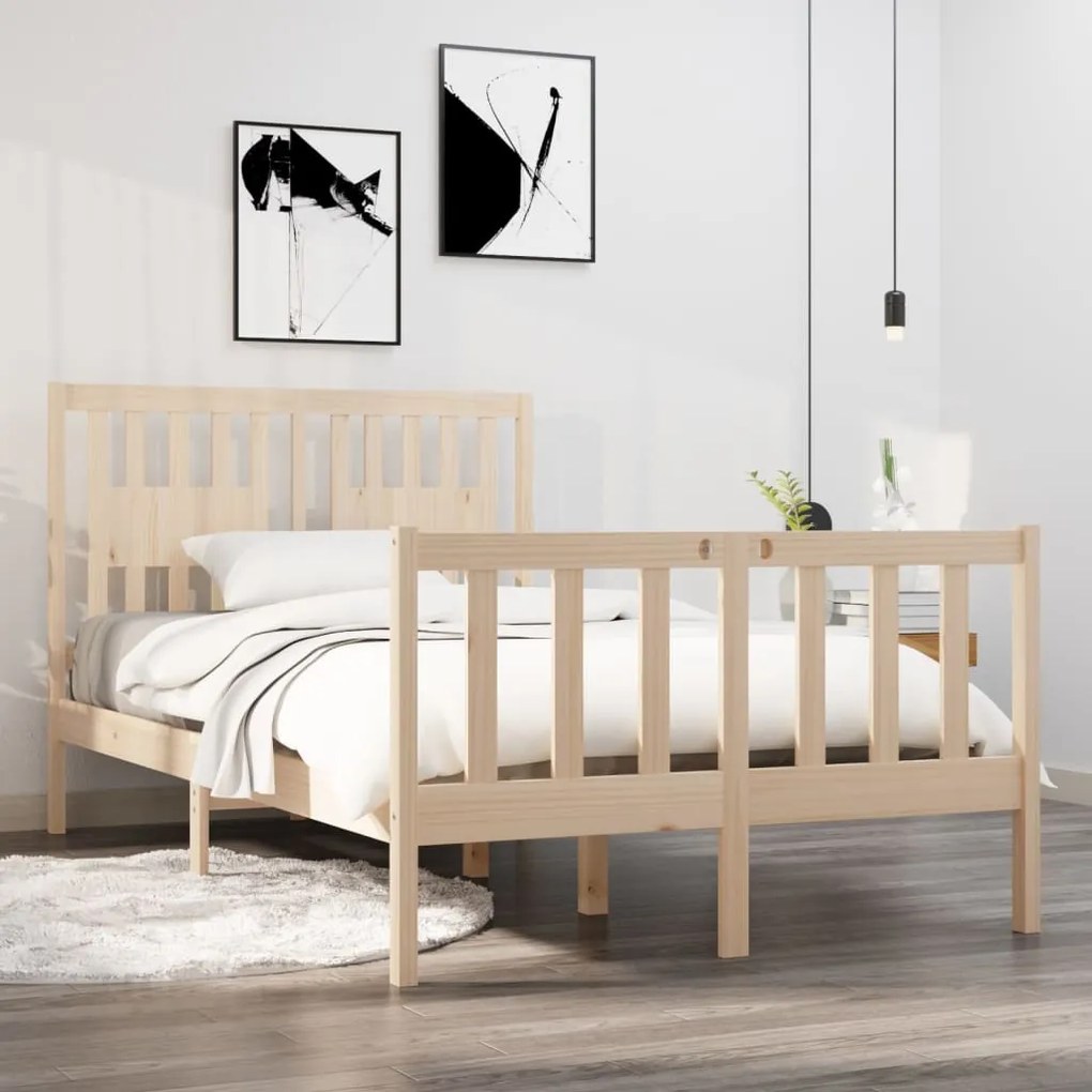vidaXL Estrutura de cama pequena casal 120x190 cm pinho maciço