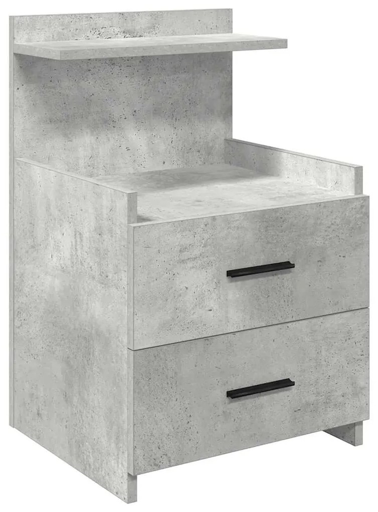 Mesas de cabeceira 2 peças com 2 gavetas cinza concreto 40x36,5x62 cm