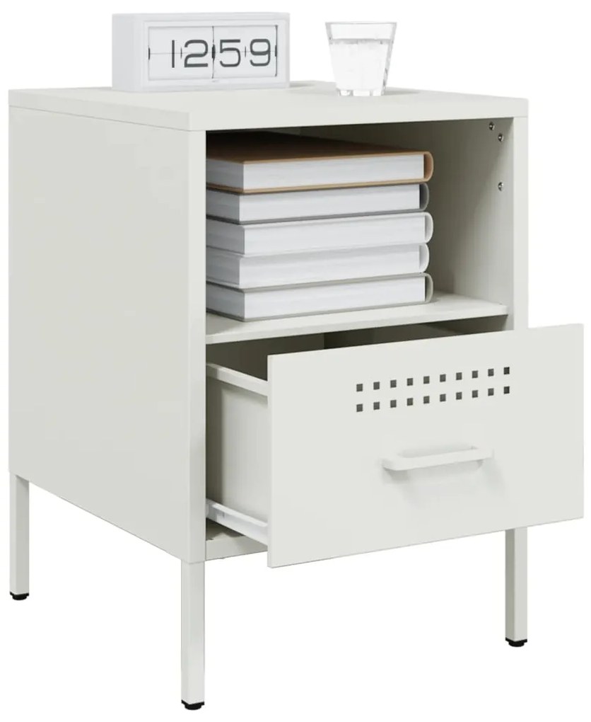 Mesa de cabeceira 36x39x50,5 cm aço branco