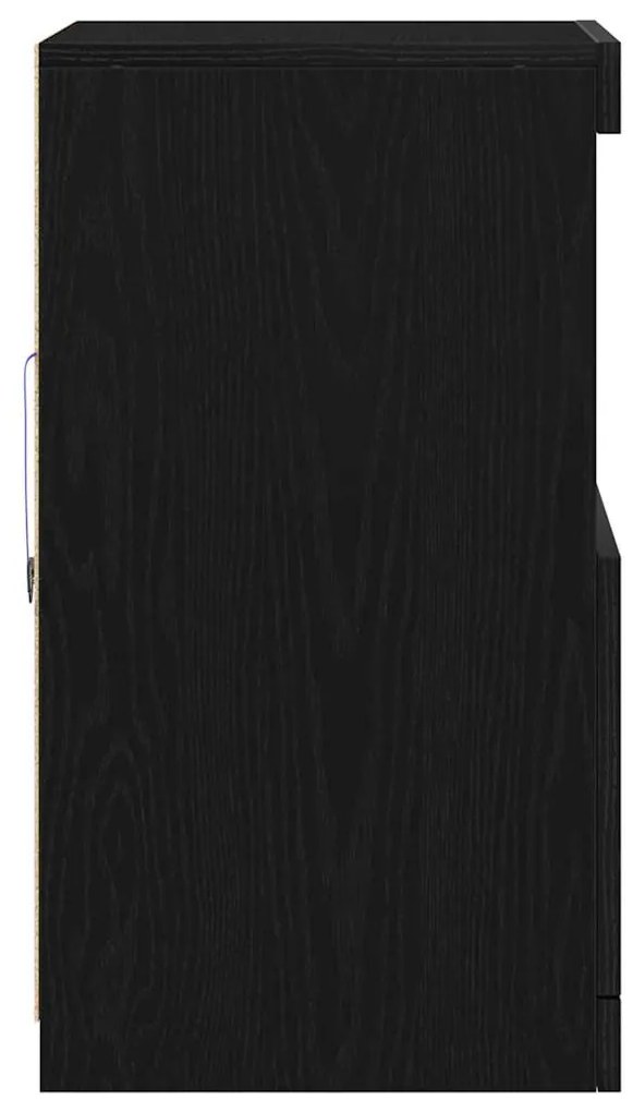 Buffet vidaXL com Luzes LED Carvalho Preto 41x37x67 cm