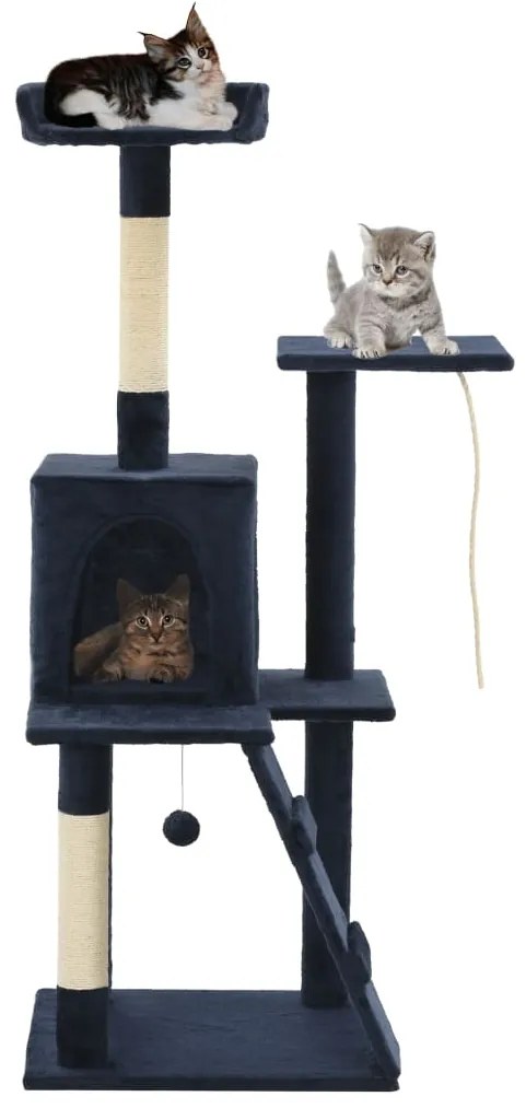 vidaXL Árvore p/ gatos c/ postes arranhadores sisal 120 cm azul escuro
