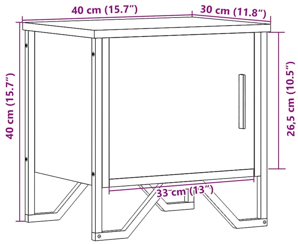 Mesa cabeceira 2pcs 40x30x40cm derivado madeira carvalho fumado