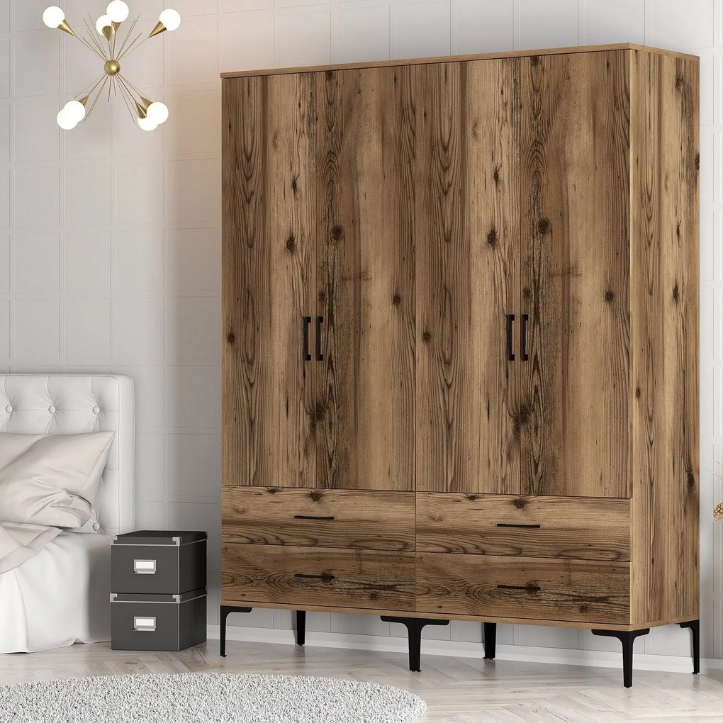 Roupeiro Kumsal TT – Nogueira – 160 cm x 47,5 cm x 201,4 cm