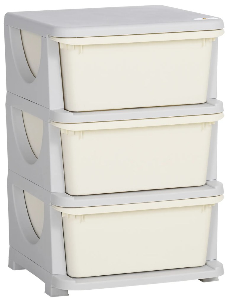 HOMCOM Organizador Brinquedos Crianças 3 Gavetas Arrumação Versátil para Brinquedos Roupas Livros 37x37x565 cm Bege | Aosom Portugal