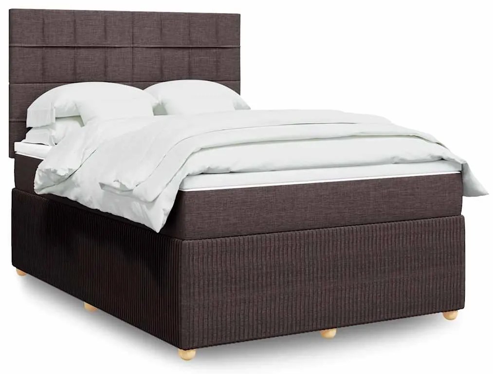 Cama com molas/colchão 140x200 cm tecido castanho-escuro