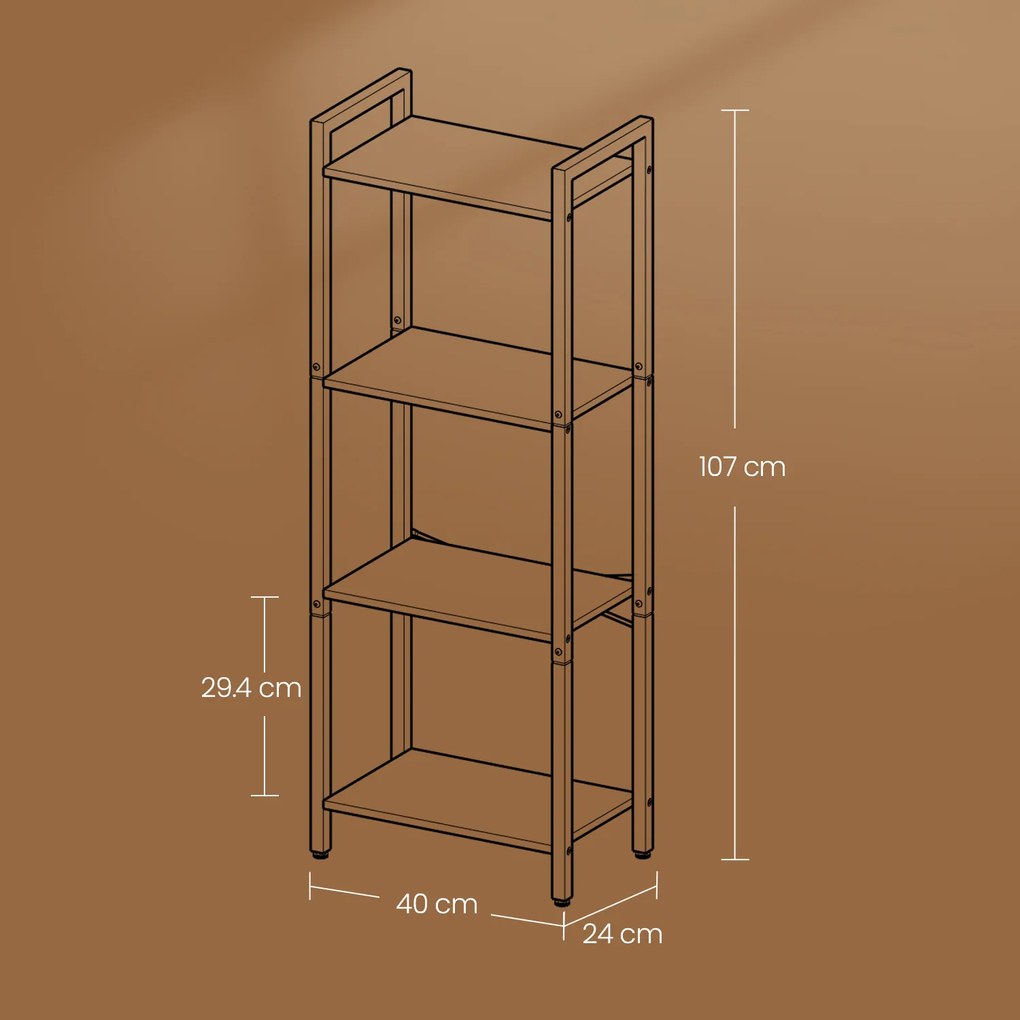 Estante de livros com Design compacto 24 x 40 x 107 cm preto