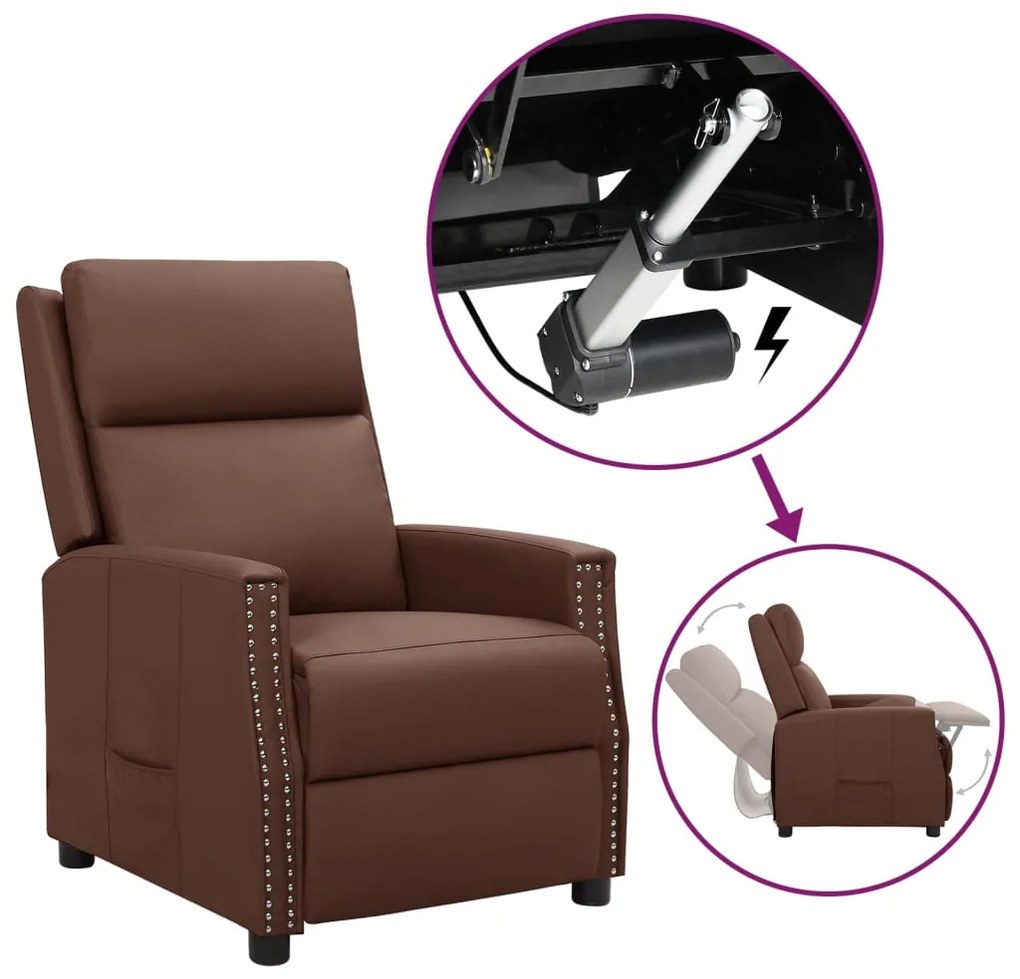 vidaXL Poltrona elevatória couro artificial castanho