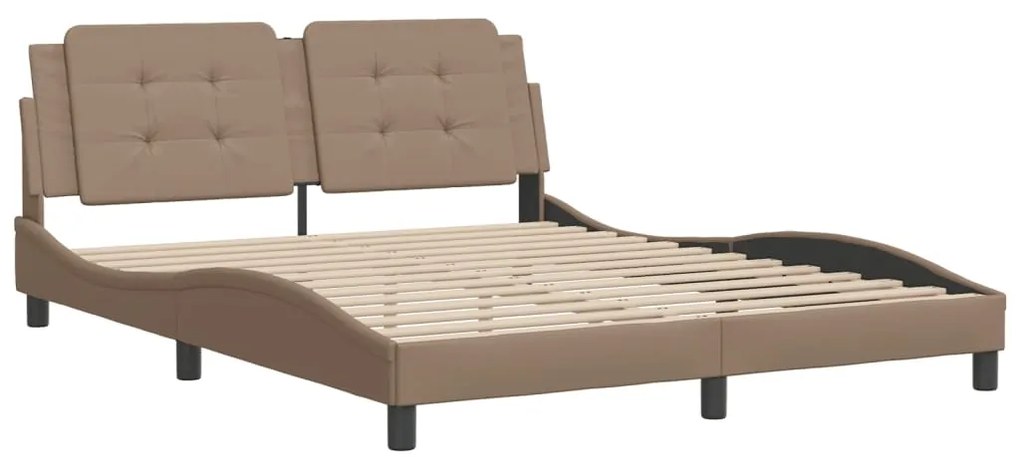 Estrutura cama cabeceira 160x200 cm couro artificial cappuccino