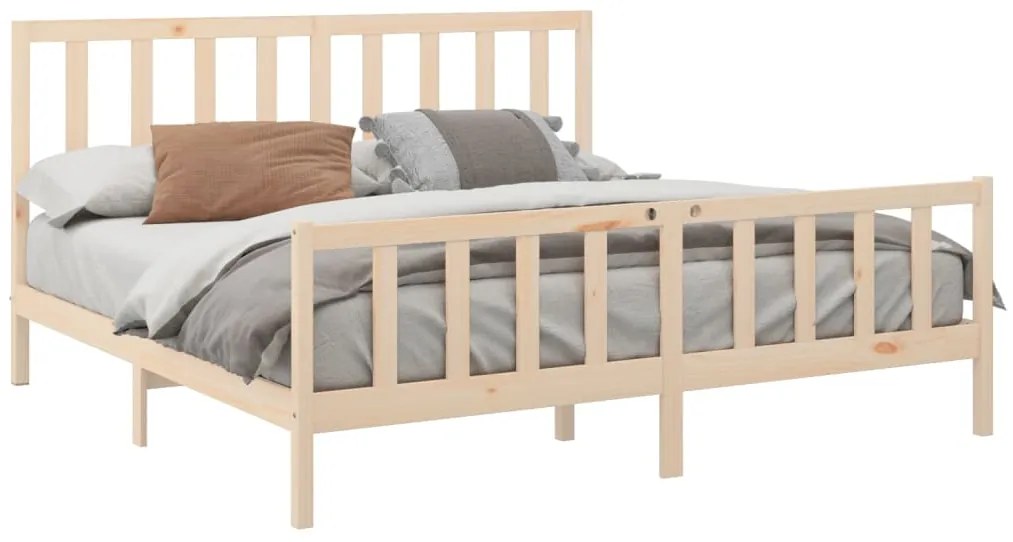 Cama sem colchão 200x200 cm madeira de pinho maciça