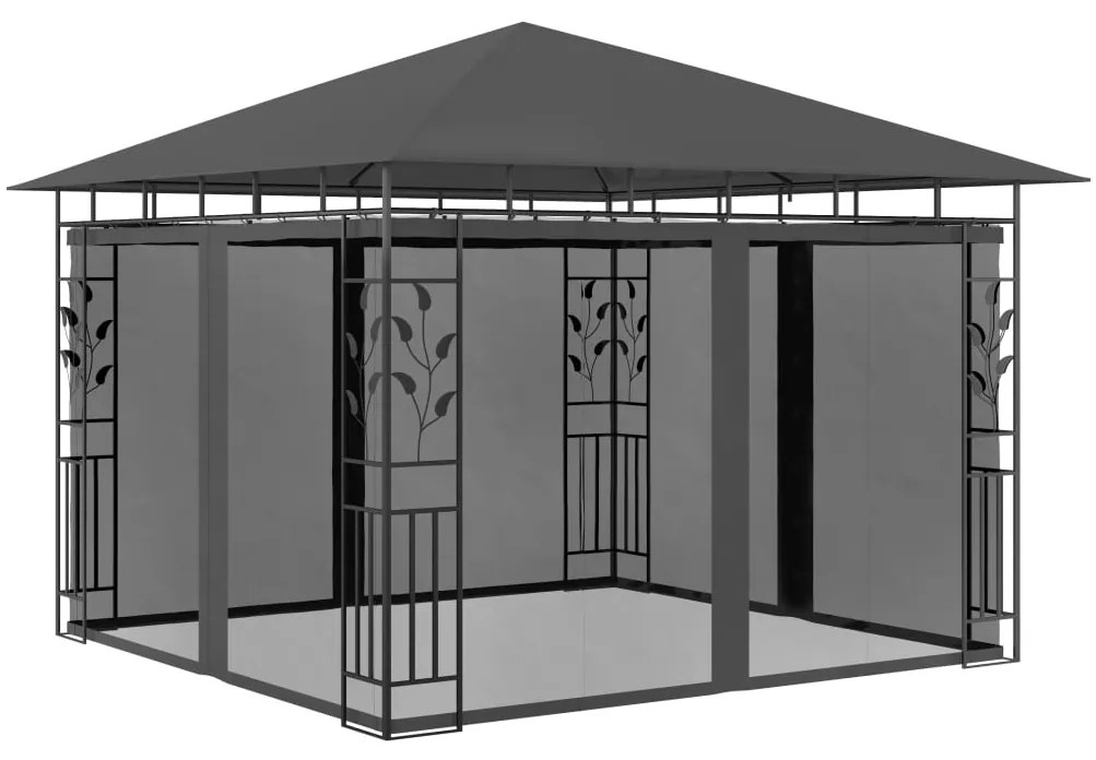 vidaXL Gazebo com rede mosquiteira 3x3x2,73 m 180 g/m² antracite