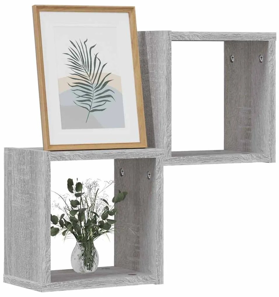 Conjunto de 2 prateleiras de cubo para parede , cinza sonoma, 26x15x26