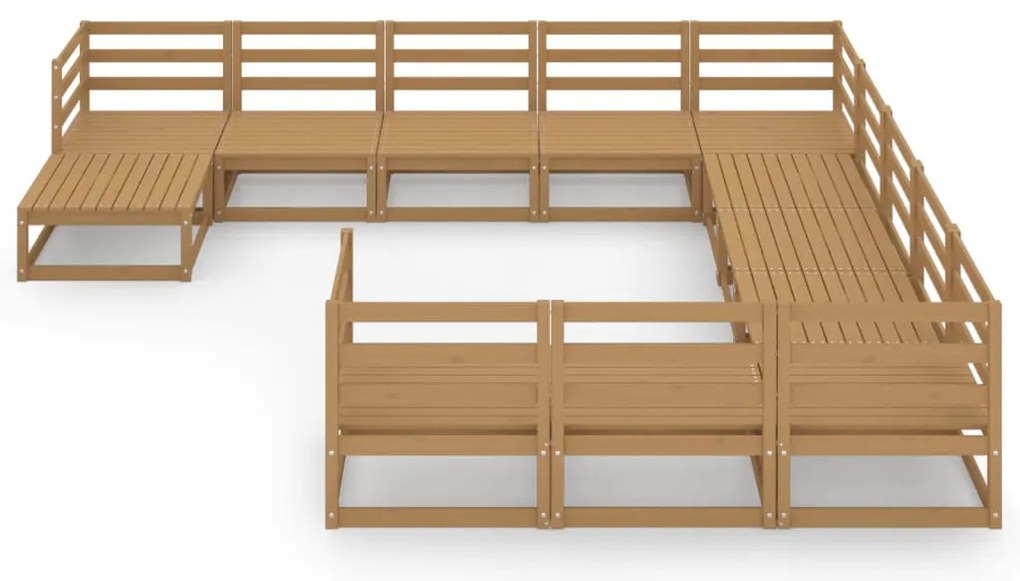 12 pcs conjunto lounge de jardim pinho maciço