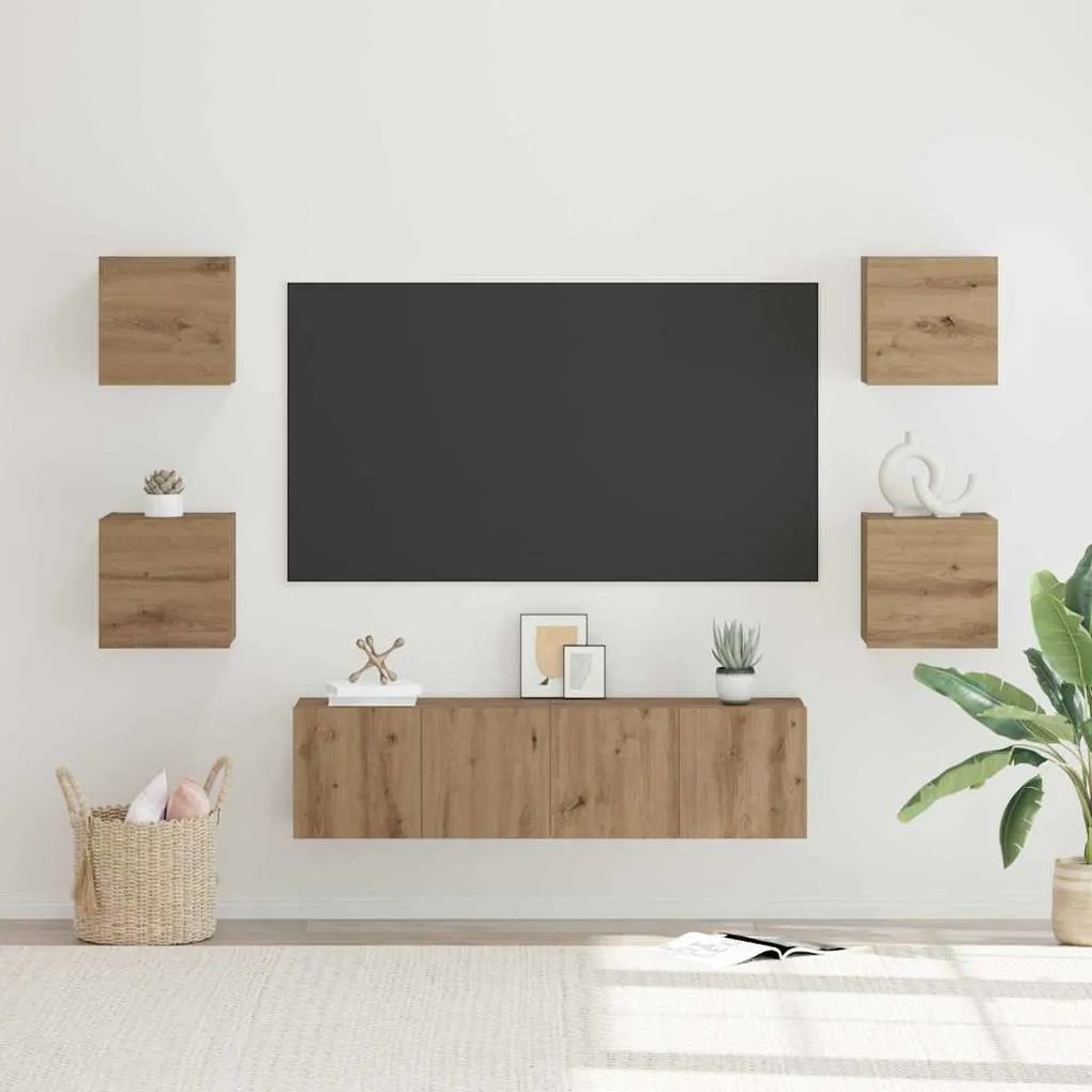 Conjunto de móvel de TV com prateleira 6 pcs carvalho artisiano