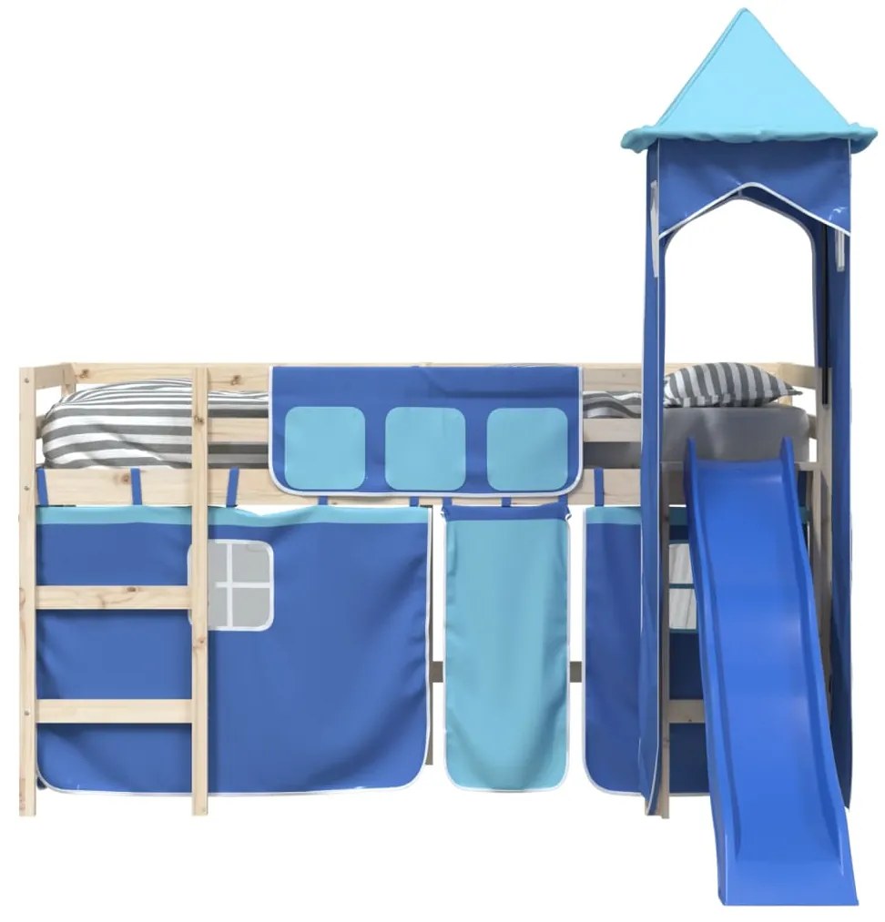 Cortinas para cama elevada com torre poliéster azul
