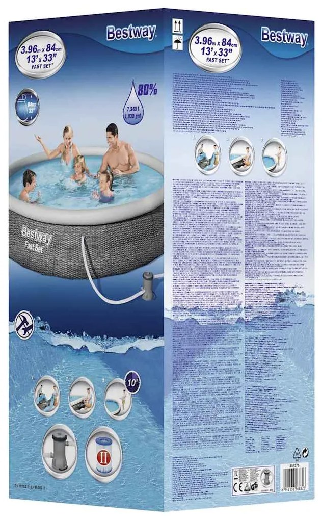 Conjunto piscina insuflável Fast Set com bomba 396x84 cm