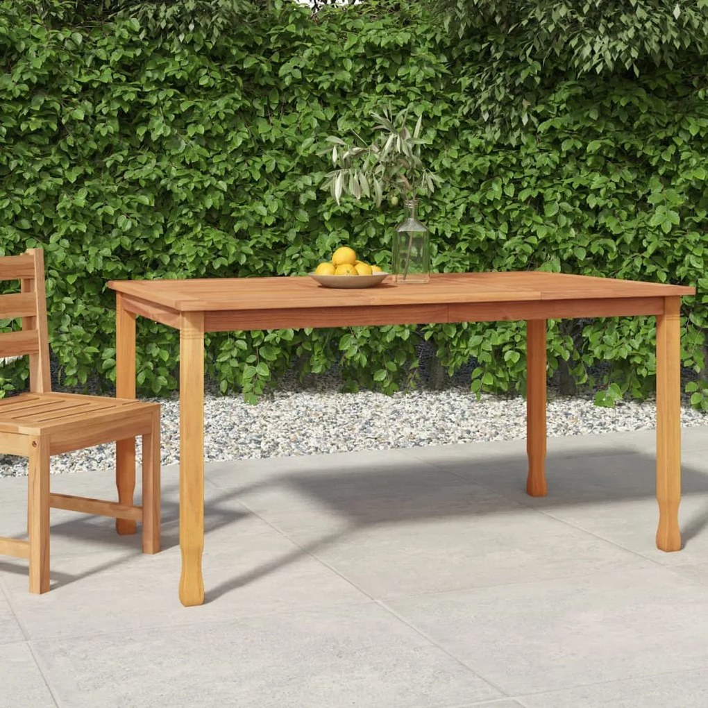316606 vidaXL Mesa de jantar p/ jardim 150x90x75 cm madeira de teca maciça