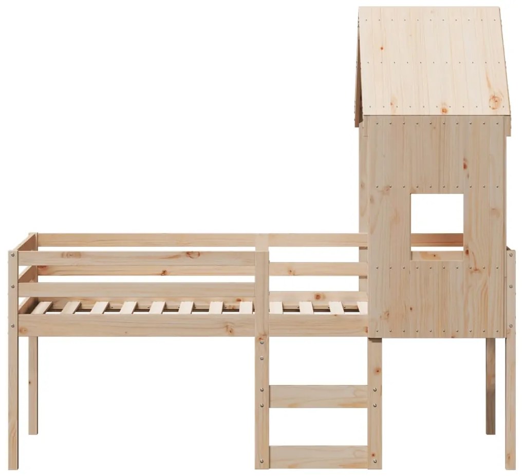 Cama alta com telhado 80x200 cm pinho maciço