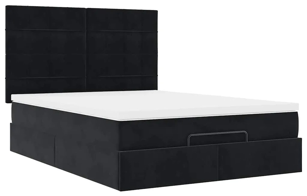 Estrutura de cama otomana com colchões 140x200 cm veludo preto