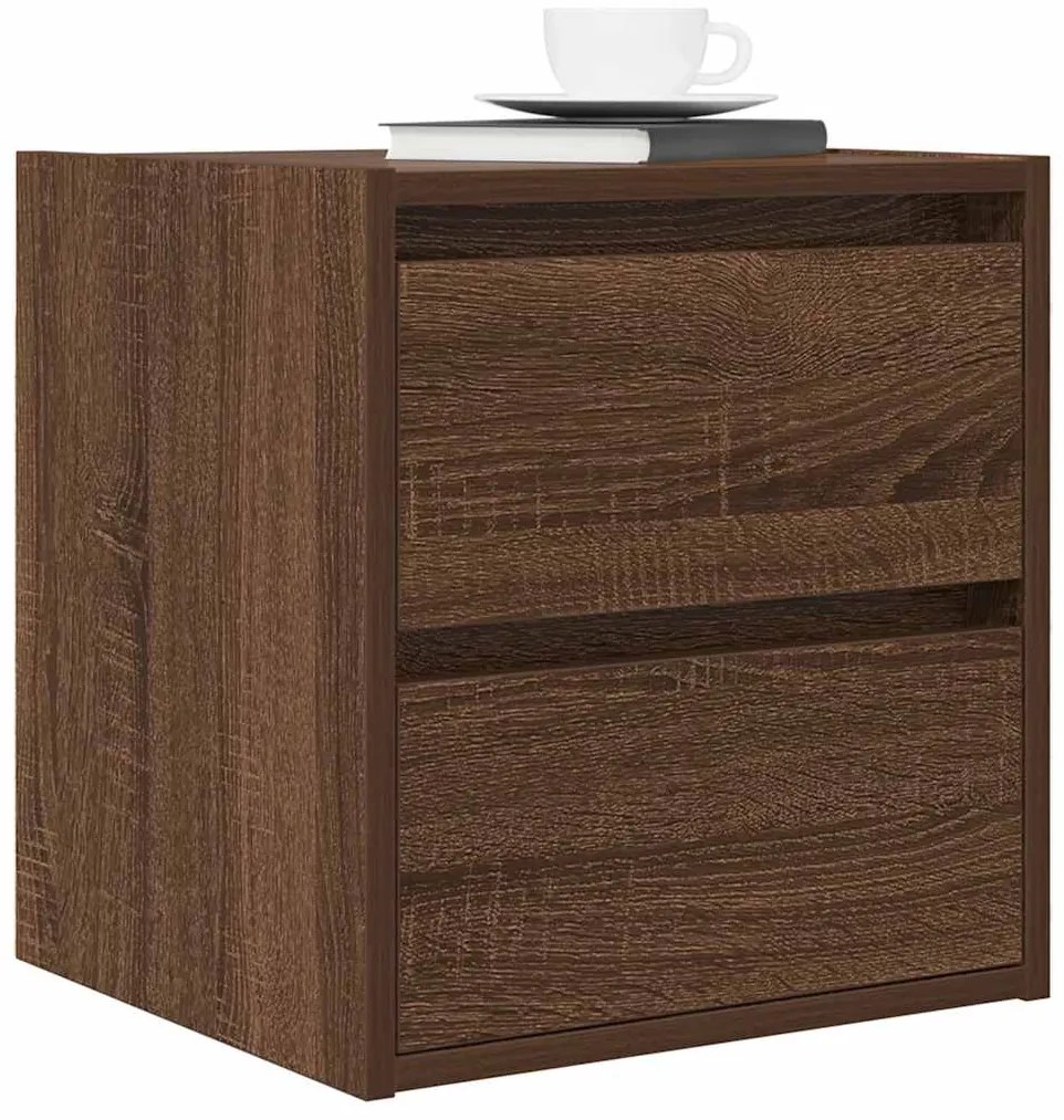 Mesa de cabeceira de parede 38x34x40 cm carvalho castanho