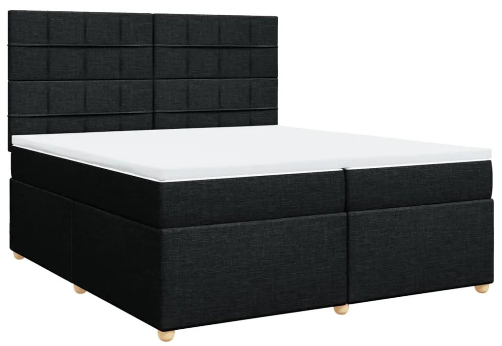 Cama com molas/colchão 200x200 cm tecido preto