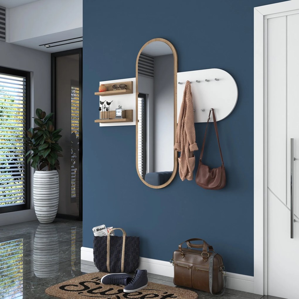 Hall Stand P3 – Branco e Nogueira – 125x120x12 cm