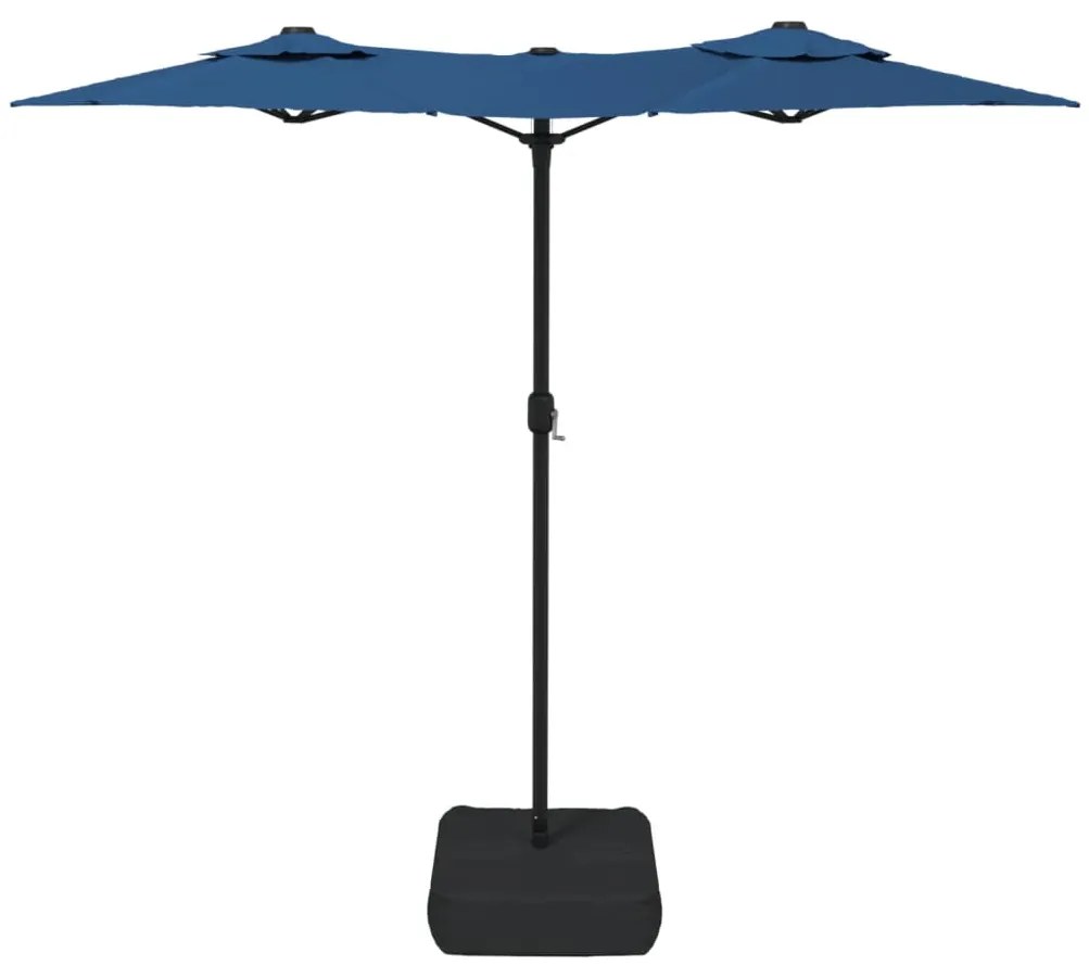 Guarda-sol de jardim com cabeça dupla 316x145 cm azul-ciano