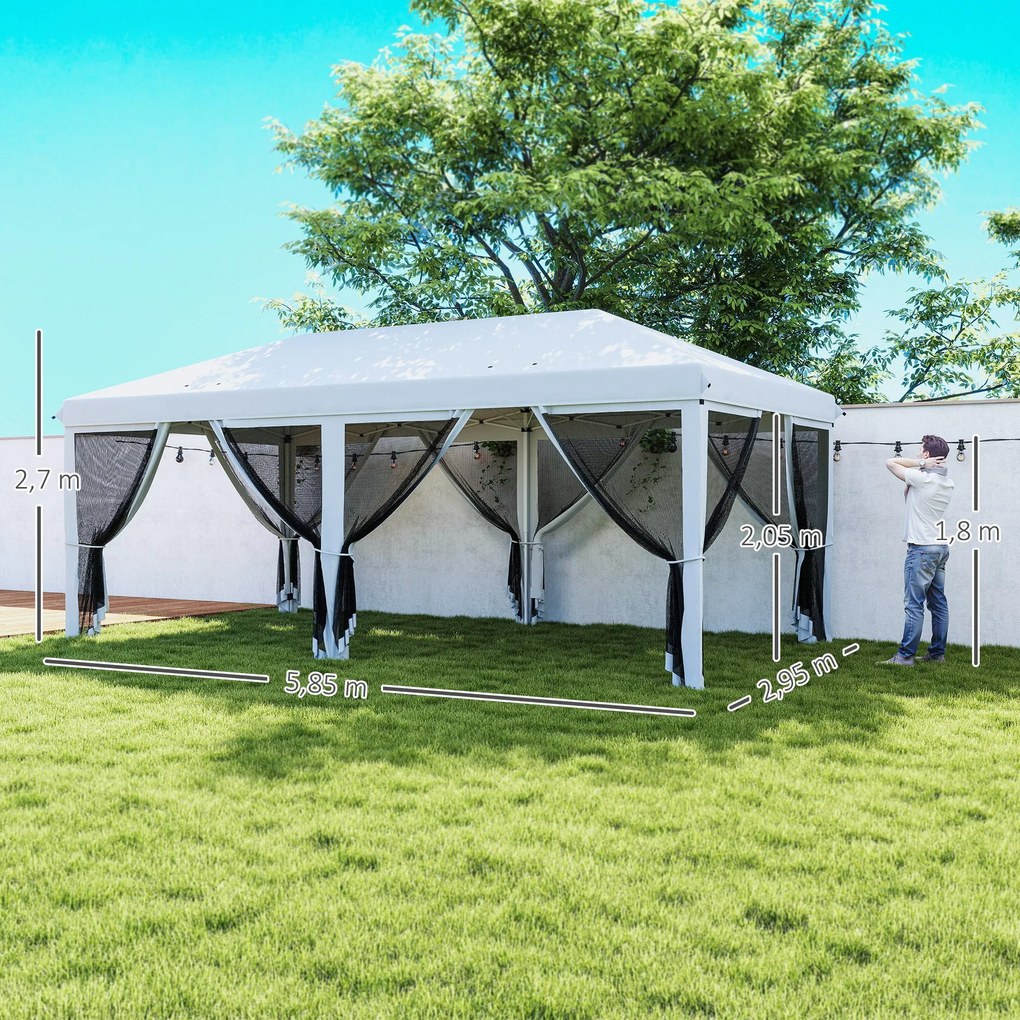Tenda Dobrável 585x295x270 cm Tenda de Jardim com 6 Mosquiteiros Bolsa