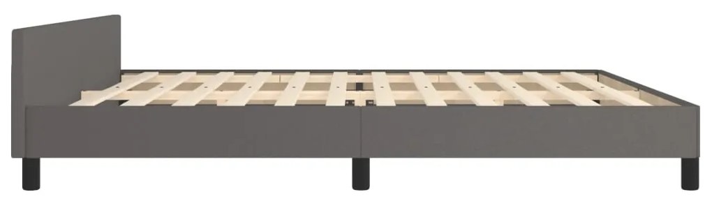 Estrutura cama c/ cabeceira 200x200cm couro artificial cinzento