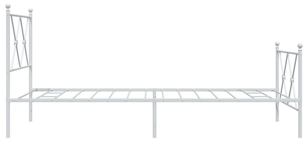 Estrutura de cama com cabeceira e pés 90x200 cm metal branco