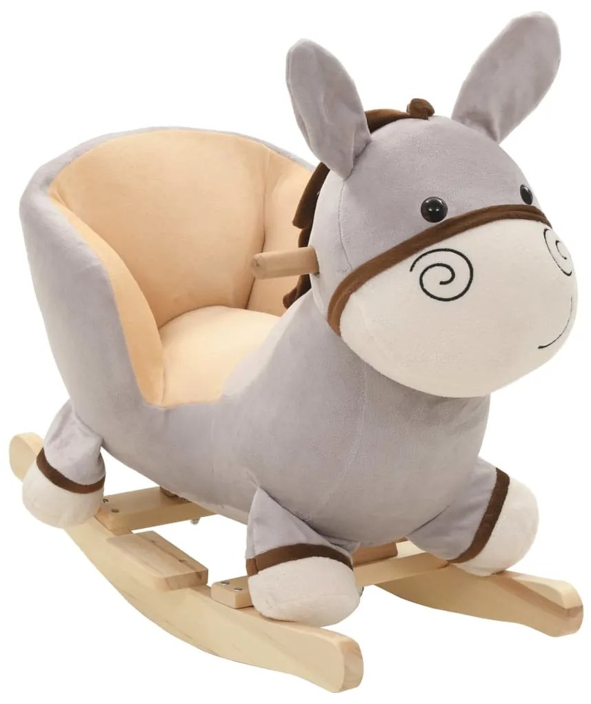 80222 vidaXL Animal de baloiçar burro em pelúcia 60x32x55 cm cinzento