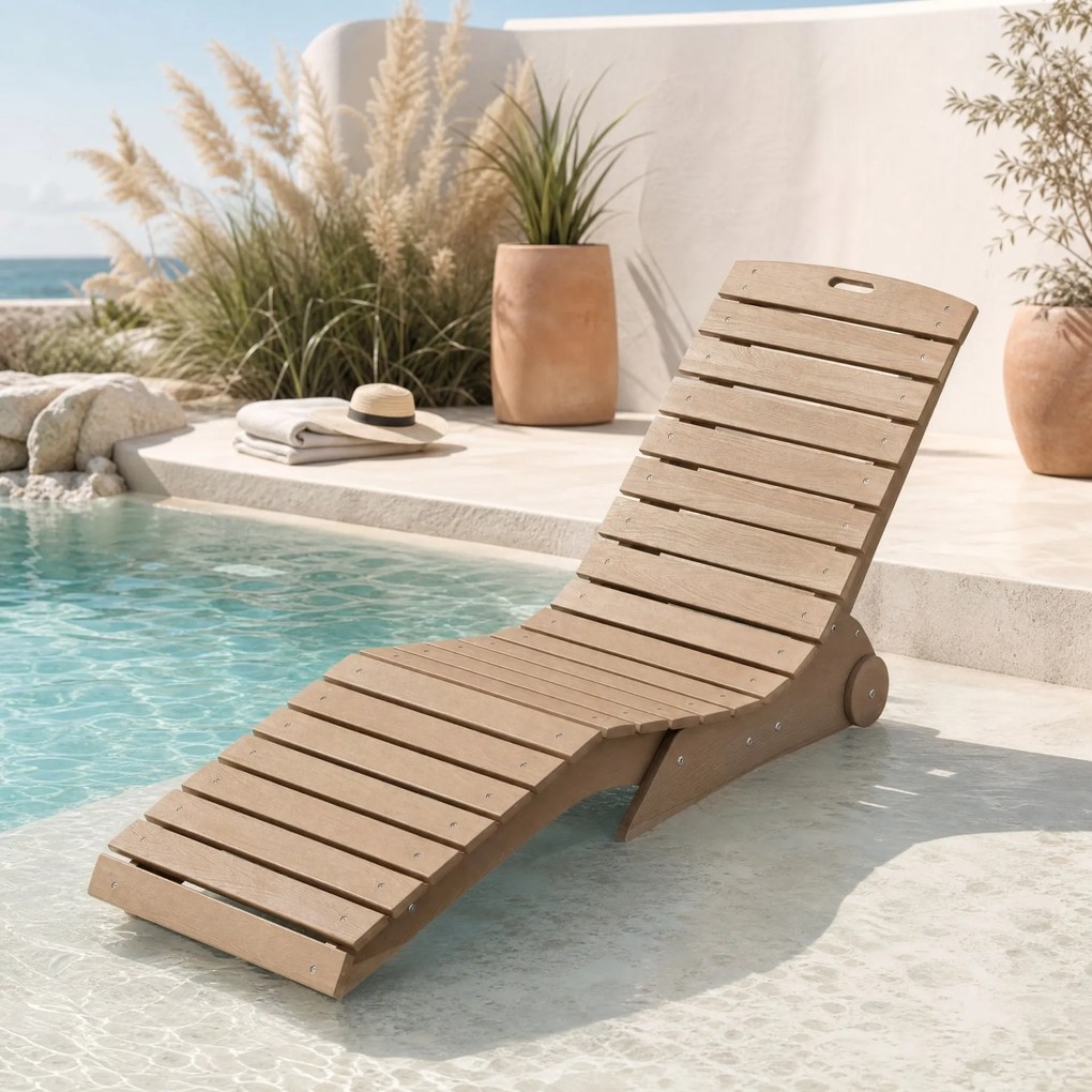 Conjunto de 2 Espreguiçadeiras de Piscina, 163 x 55 x 64 cm, Design Ergonómico em S, Castanho