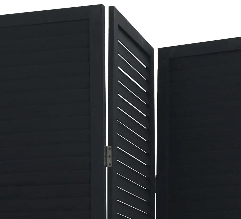 Biombo com 3 painéis madeira de paulownia maciça preto