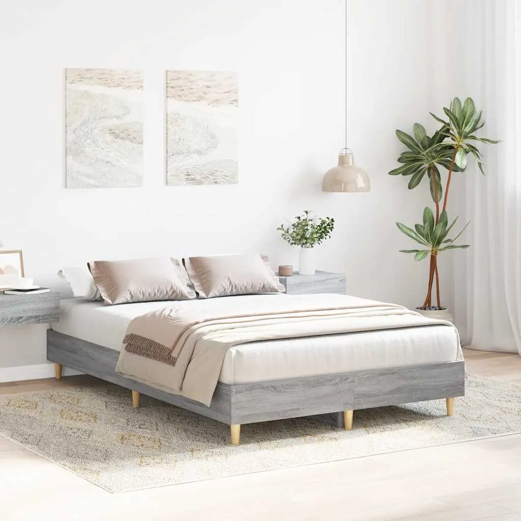 Estrutura de cama sem colchão 135x190 cm cinza sonoma