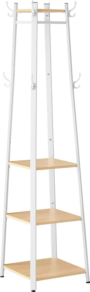 Bengaleiro com 8 ganchos duplos 43 x 43 x 180 cm carvalho branco