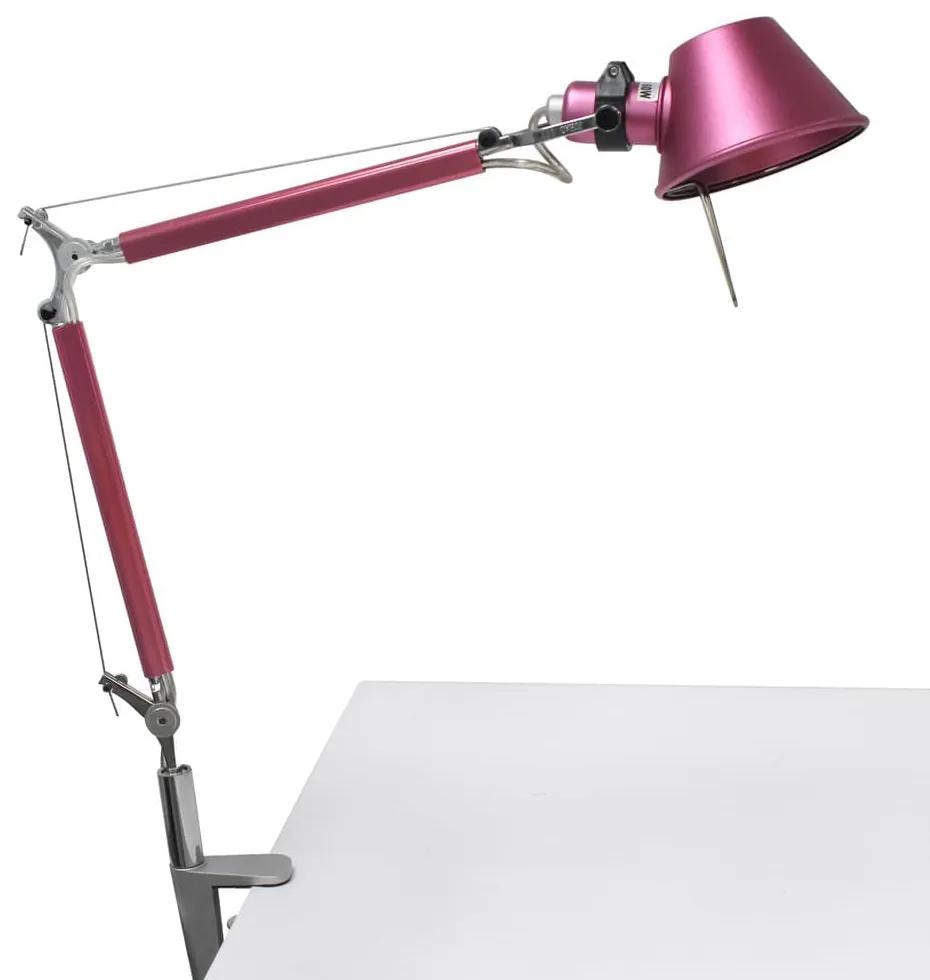 Pink Articulated Desk Lamp Round Base &amp; Clamp 1xE14