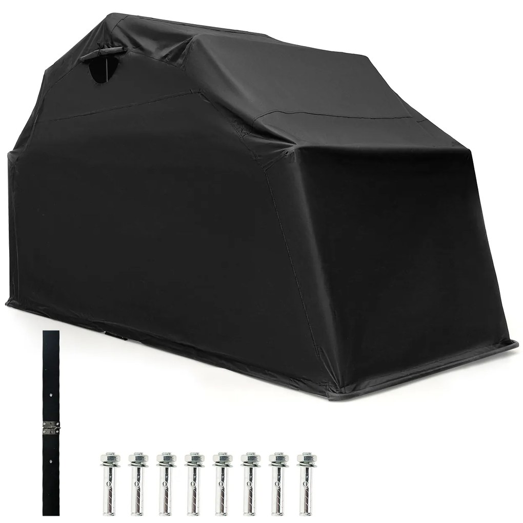 Tenda para bicicleta ao ar livre com abrigo de armazenamento de 7 x 5,2 pés, com capa à prova d'água e porta com zíper - cinza