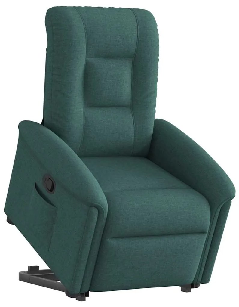 vidaXL Poltrona reclinável elevatória tecido verde-escuro