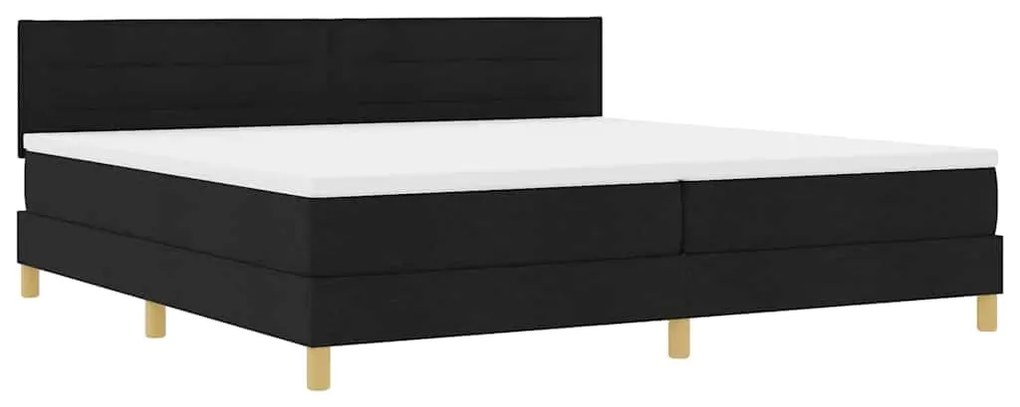 Cama Box com Colchão e LED Preta 200x200 cm Tecido