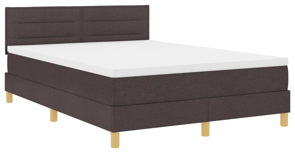 Cama Box Spring com Colchão Castanho Escuro 160x200 cm Tecido