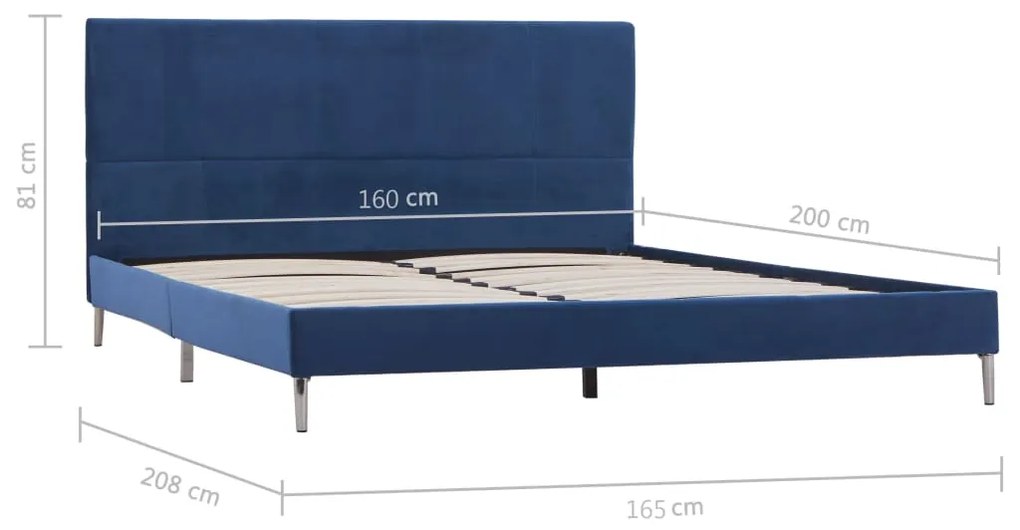 Estrutura de cama sem colchão 150x200 cm tecido azul