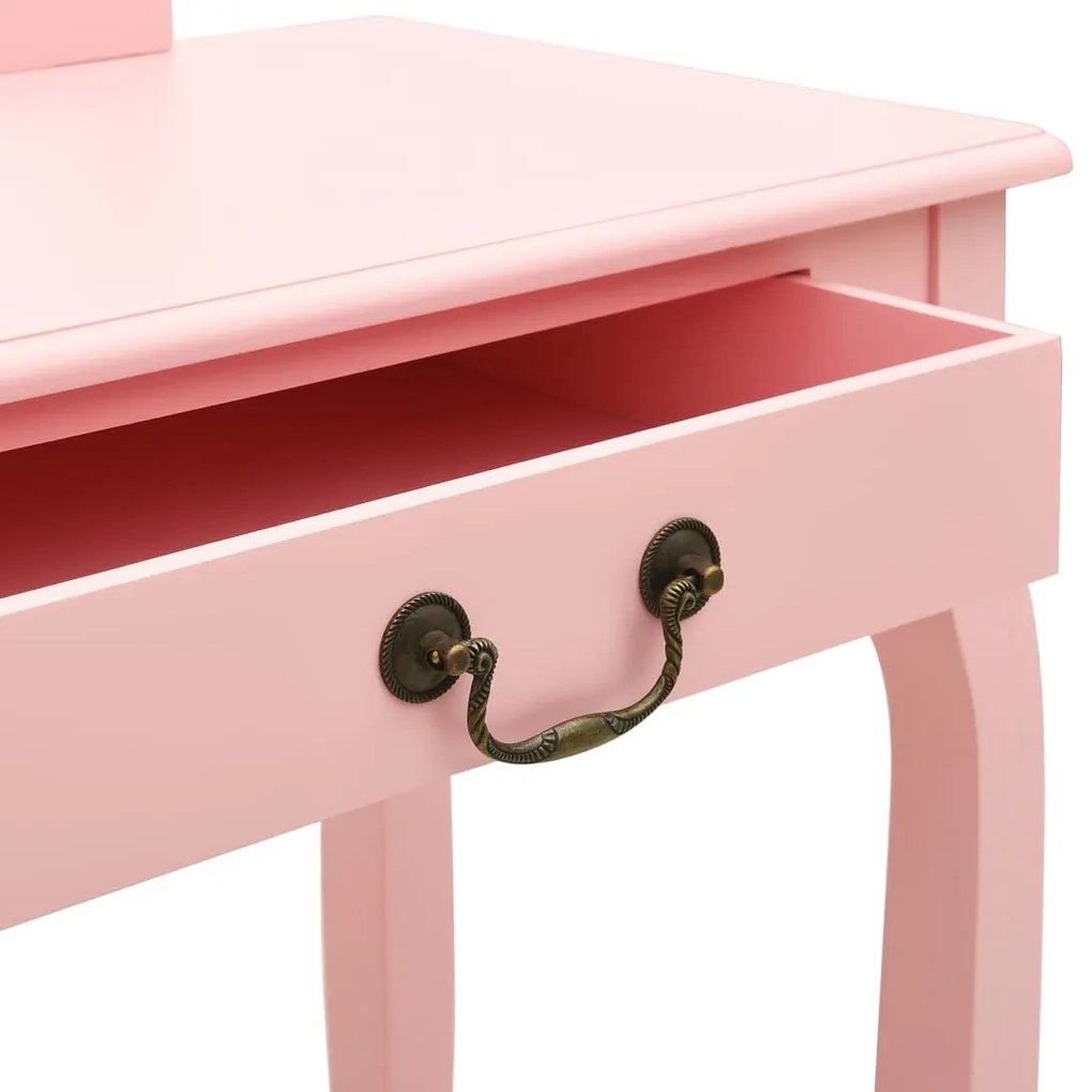 Toucador c/ banco 65x36x128 cm MDF e madeira de paulownia rosa