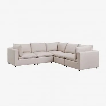 Sofá Modular Daniela De 5 Peças Tecido Creme Bege - Sklum
